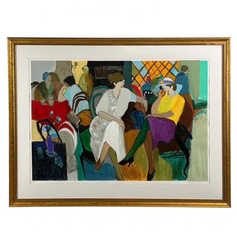 Itzchak Isaac Tarkay, Fauvism, Cafe Scene, Signed and Numbered Serigraph, 20th c - 2