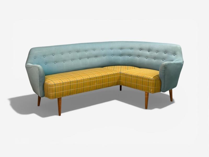 Danish Modern, Corner Sofa, Fabric, Wood, Denmark, 1950s - 3
