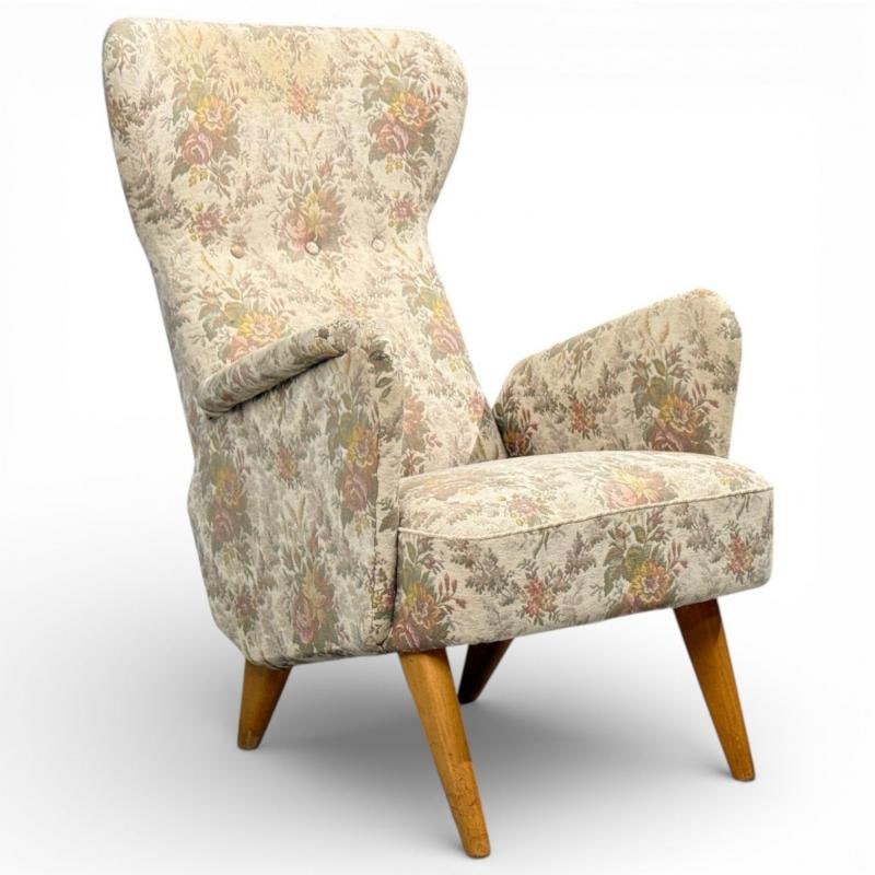 Carl Gustaf Hiort af Ornäs, Armchair, Fabric, Lacquered Wood, Finland, 1940s - 2