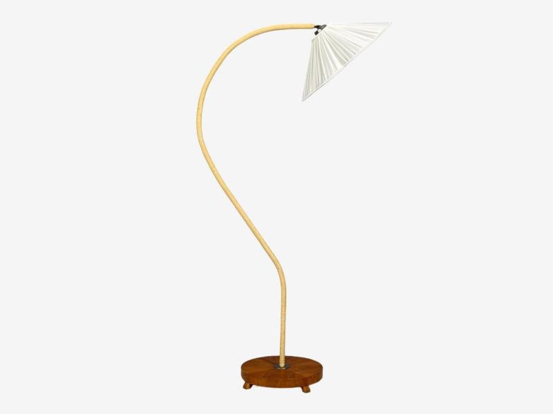 Swedish Modern, Organic Floor Lamp, Cord, Wood, Sweden, 1940s - 2