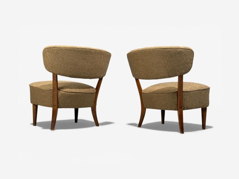 Lisa Johansson-Pape, Lounge Chairs, Brown Boucle, Wood, Finland, 1940s - 7