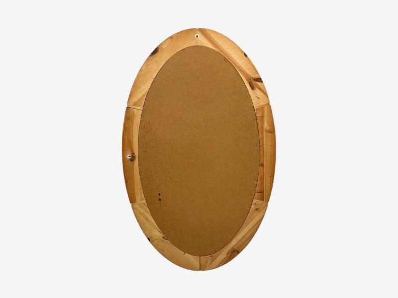 Swedish Modern, Oval Wall Mirror, Pine, Sweden, 1970s - 7
