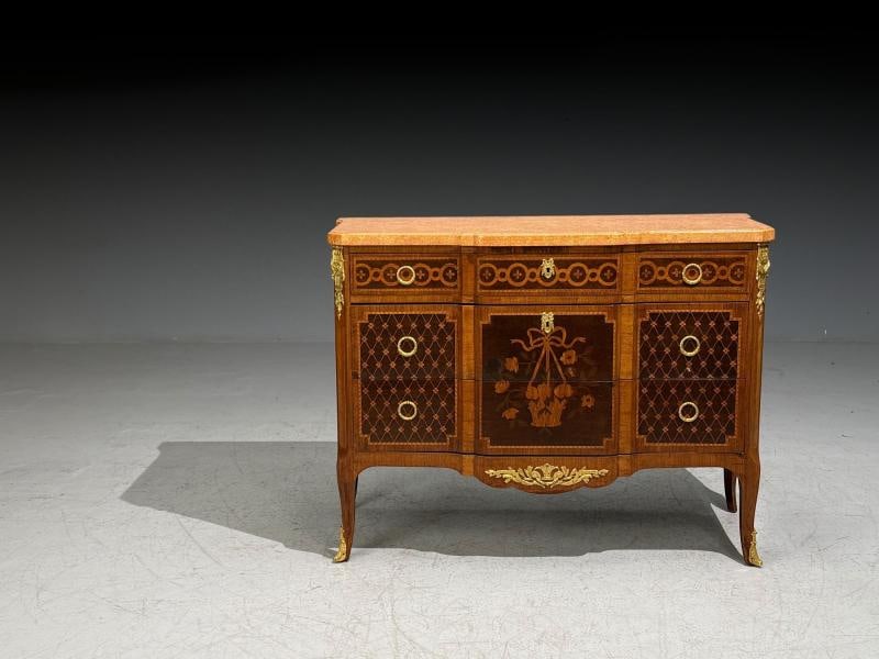 Louis XVI, Commode, Bronze, Parquetry, Faux Marble, France, 20th c. - 3