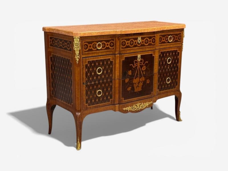 Louis XVI, Commode, Bronze, Parquetry, Faux Marble, France, 20th c. - 4