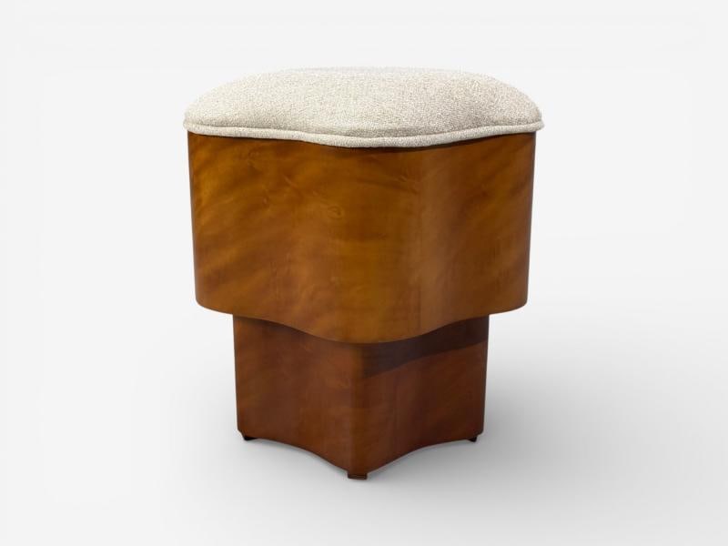 Art Deco Style, Star Motif Footstools, Burlwood, Beige Linen, 21st c. - 7