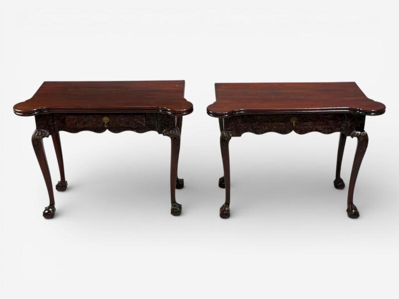 Georgian, Irish Card Tables, Mahogany, Toolled Felt, Ireland, 1820s - 2