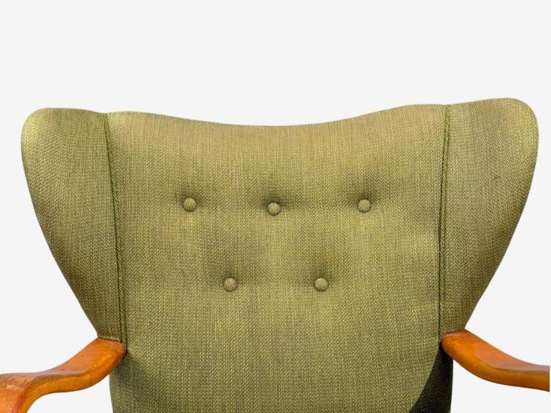 Swedish Modern, Lounge Chairs, Elm, Green Fabric, Sweden, 1930s - 7