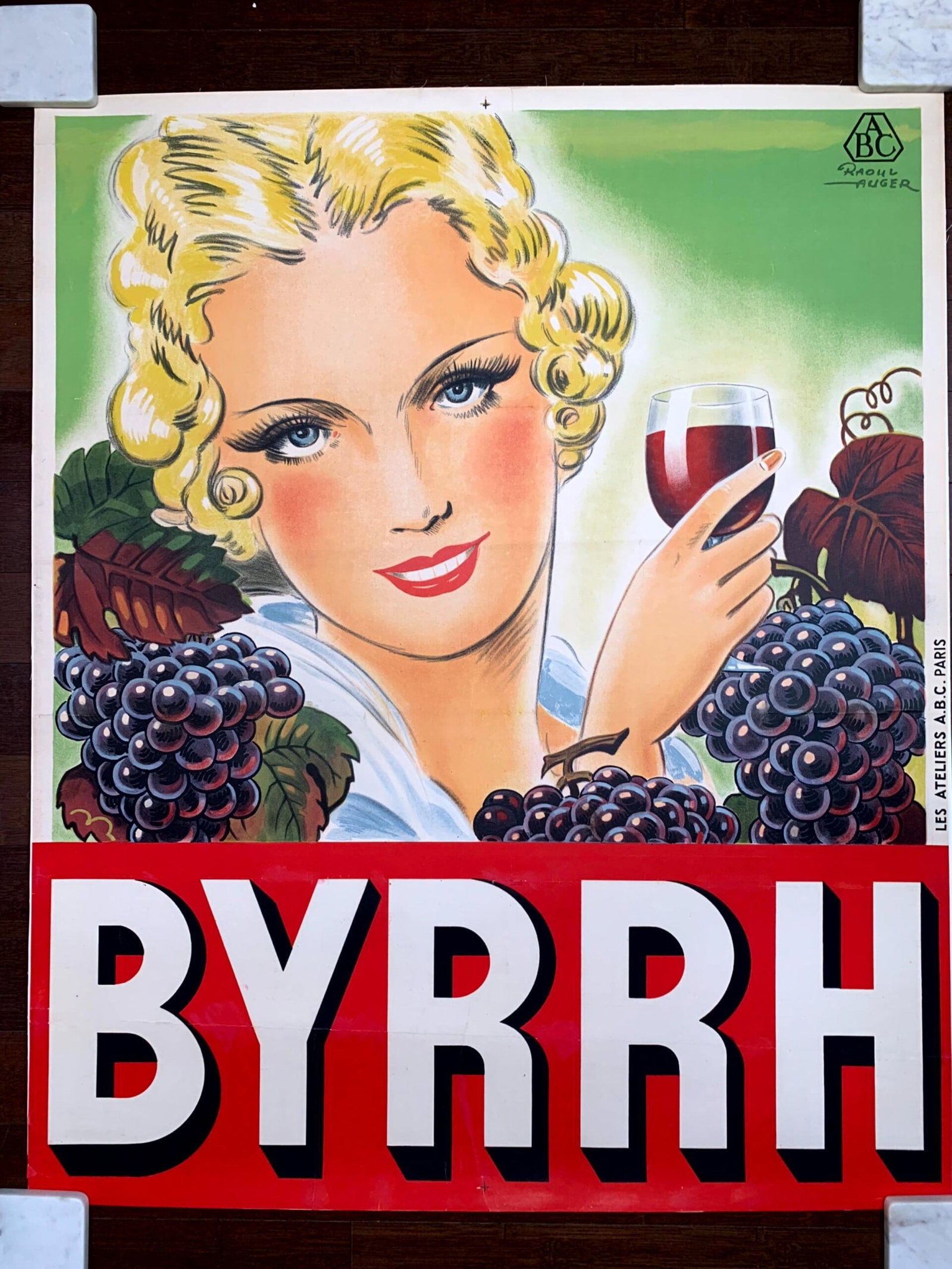 Byrrh - Art by Raoul Auger (1933) 37.5x45.75 French Litho Poster LB (1 of 6)
