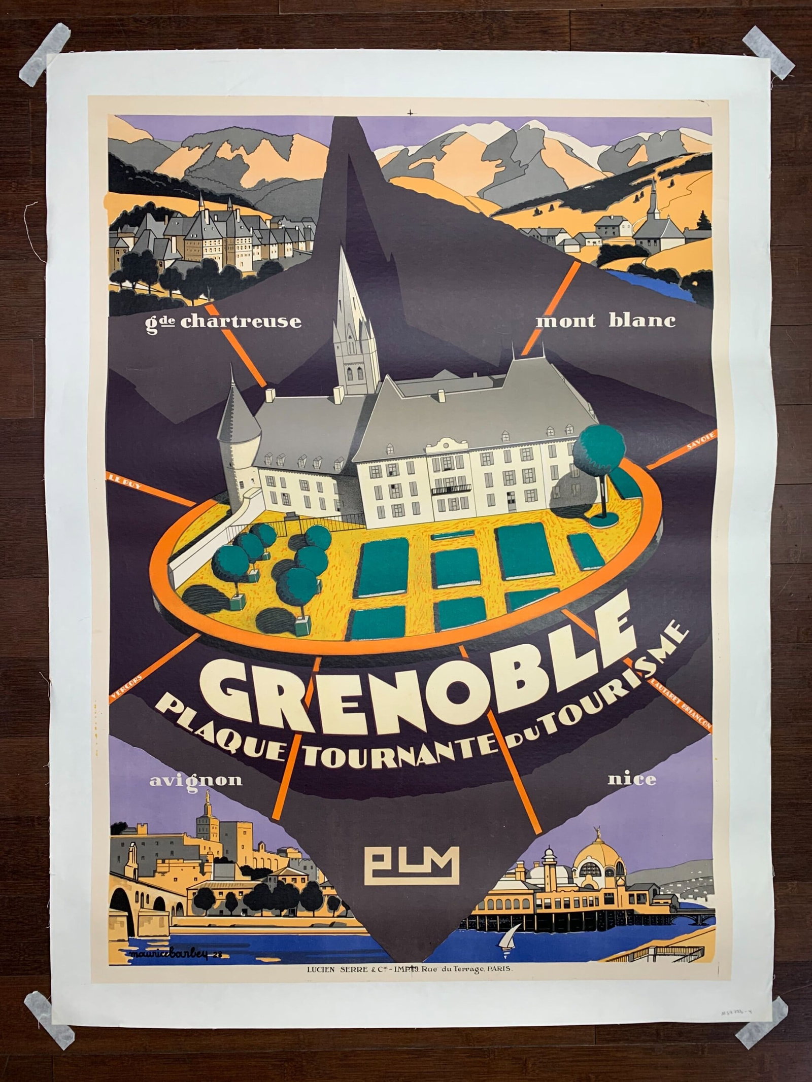 Grenoble PLM Railways - Art Maurice Barbey (1928) 30 x 42 French Litho Travel LB: Title: Grenoble PLM Railways - Art Maurice Barbey (1928) 30 x 42 French Litho Travel LB Description: Grenoble PLM Railways - Art Maurice Barbey (1928) 30 x 42 French Litho Travel LB Reserve: $450.00 S