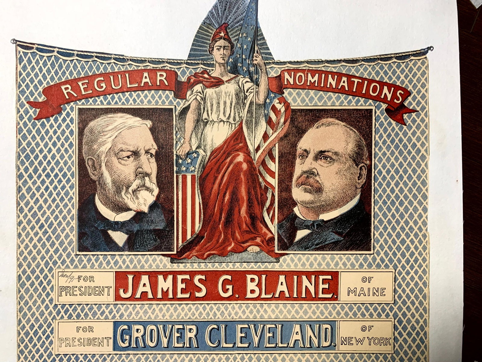 James G. Blaine and Grover Cleveland (1884) 13"x13" US Presidential Campaign Poster LB - 2