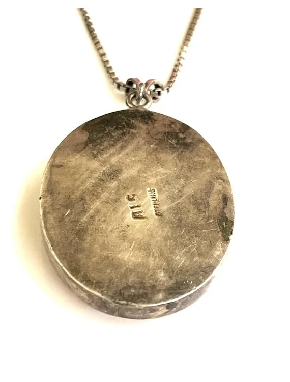 Vintage Sterling Silver Rose Quartz Oval Pendant on Sterling Silver Chain Necklace - 4