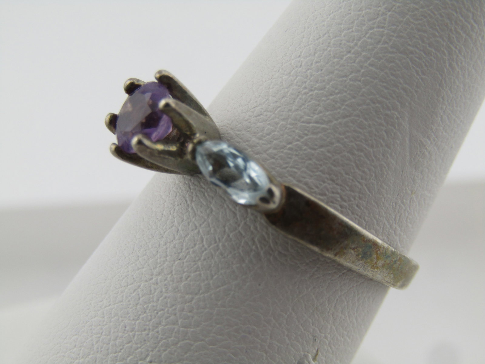 Vintage Sterling Amethyst Topaz Ring. Sz. 8.25, 1970's-1980's - 2