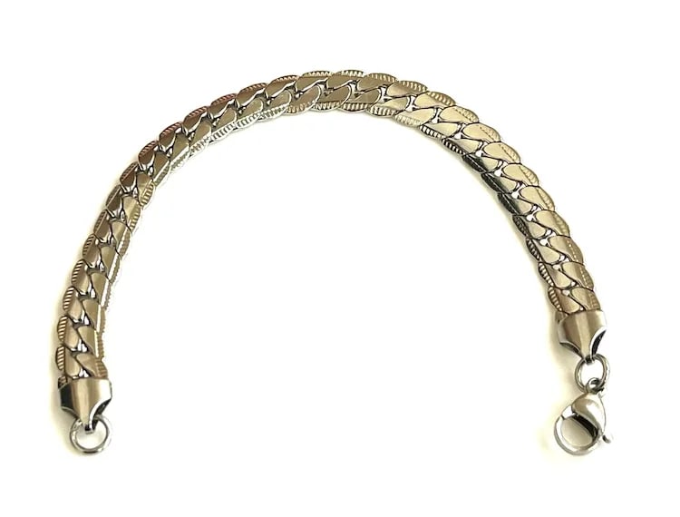 Vintage Stainless Steel Herringbone Snake Bracelet - 3