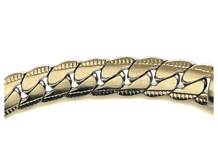 Vintage Stainless Steel Herringbone Snake Bracelet - 4