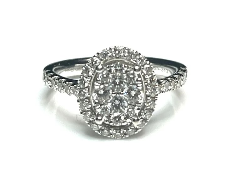 14k White Gold 1 Carat Diamond Cluster Ring - 2