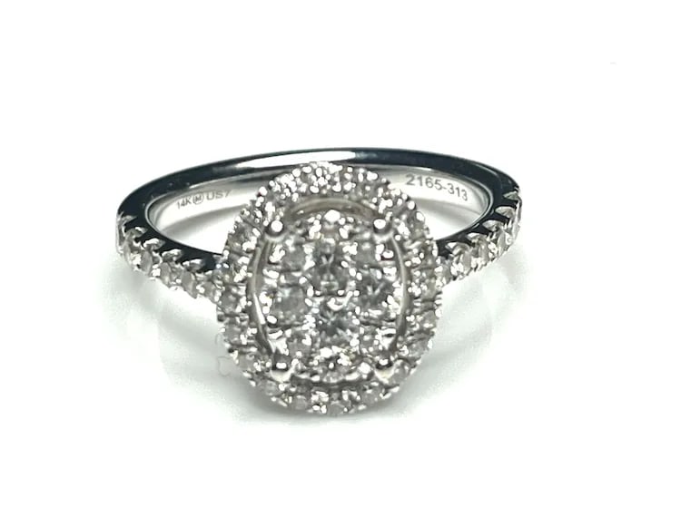 14k White Gold 1 Carat Diamond Cluster Ring - 3