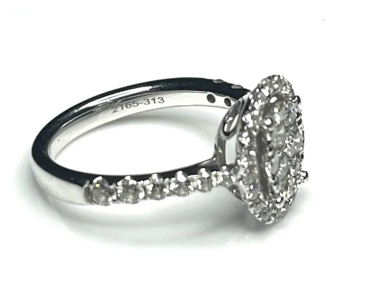14k White Gold 1 Carat Diamond Cluster Ring - 6