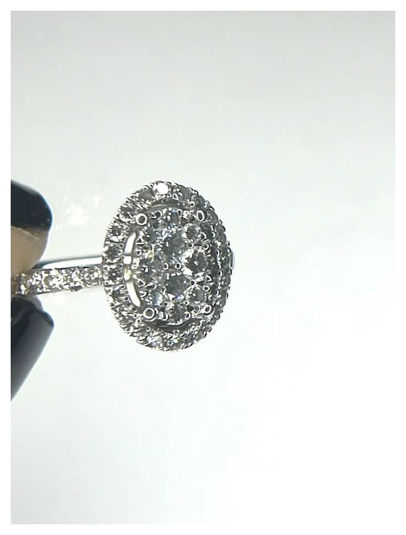 14k White Gold 1 Carat Diamond Cluster Ring - 8