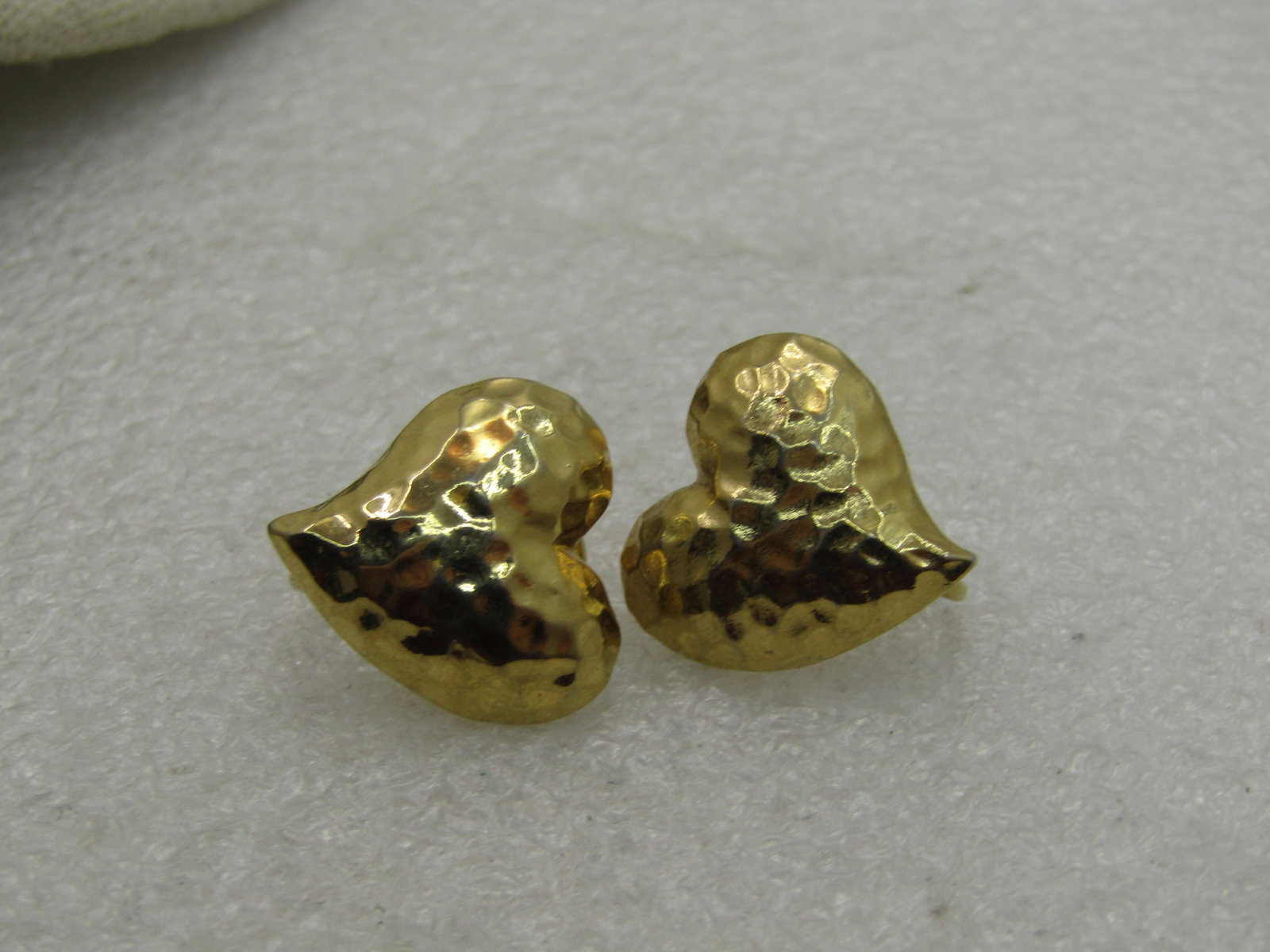 Vintage Hammered Heart Clip Earrings, 3/4" Domed - 2