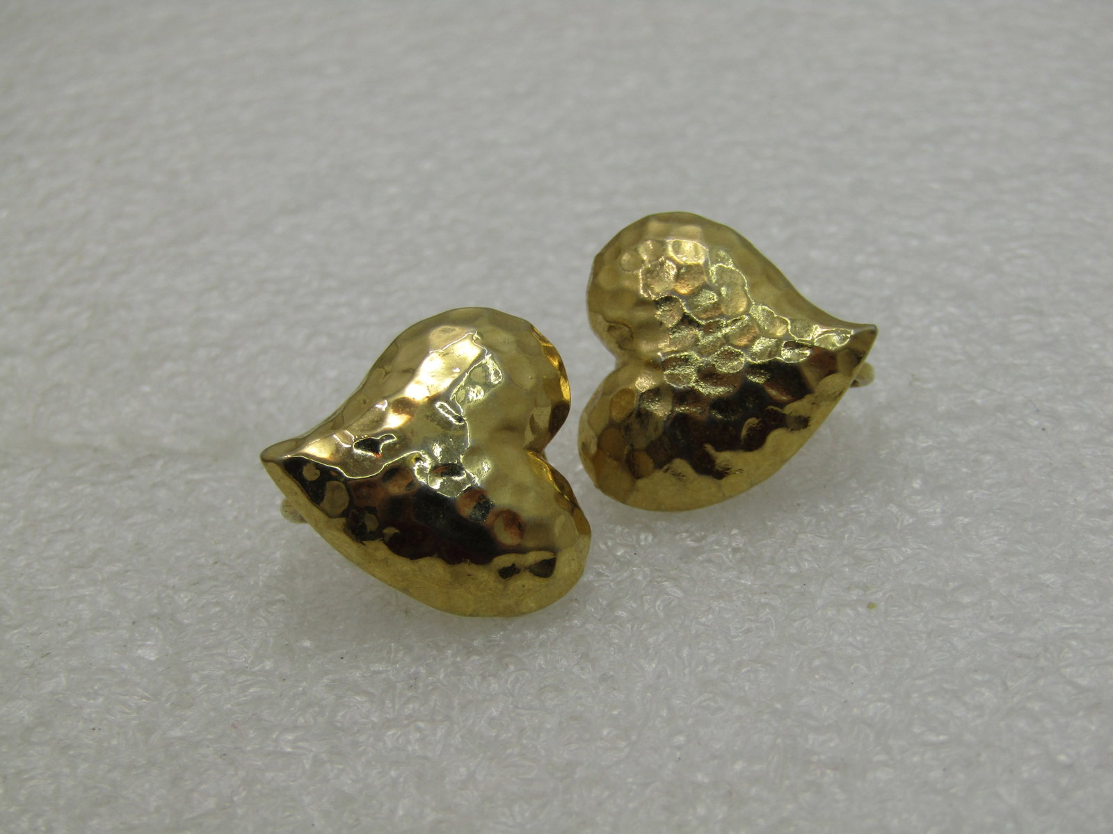 Vintage Hammered Heart Clip Earrings, 3/4" Domed - 3