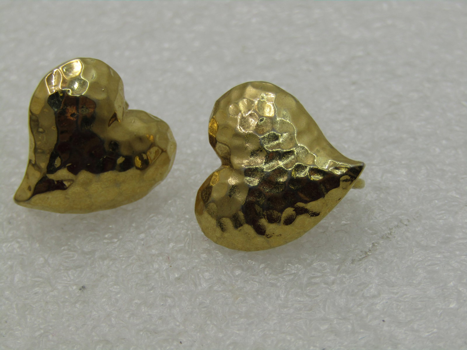 Vintage Hammered Heart Clip Earrings, 3/4" Domed - 5