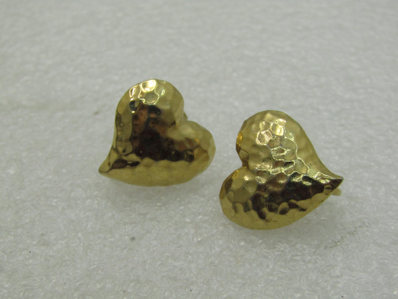 Vintage Hammered Heart Clip Earrings, 3/4" Domed - 6