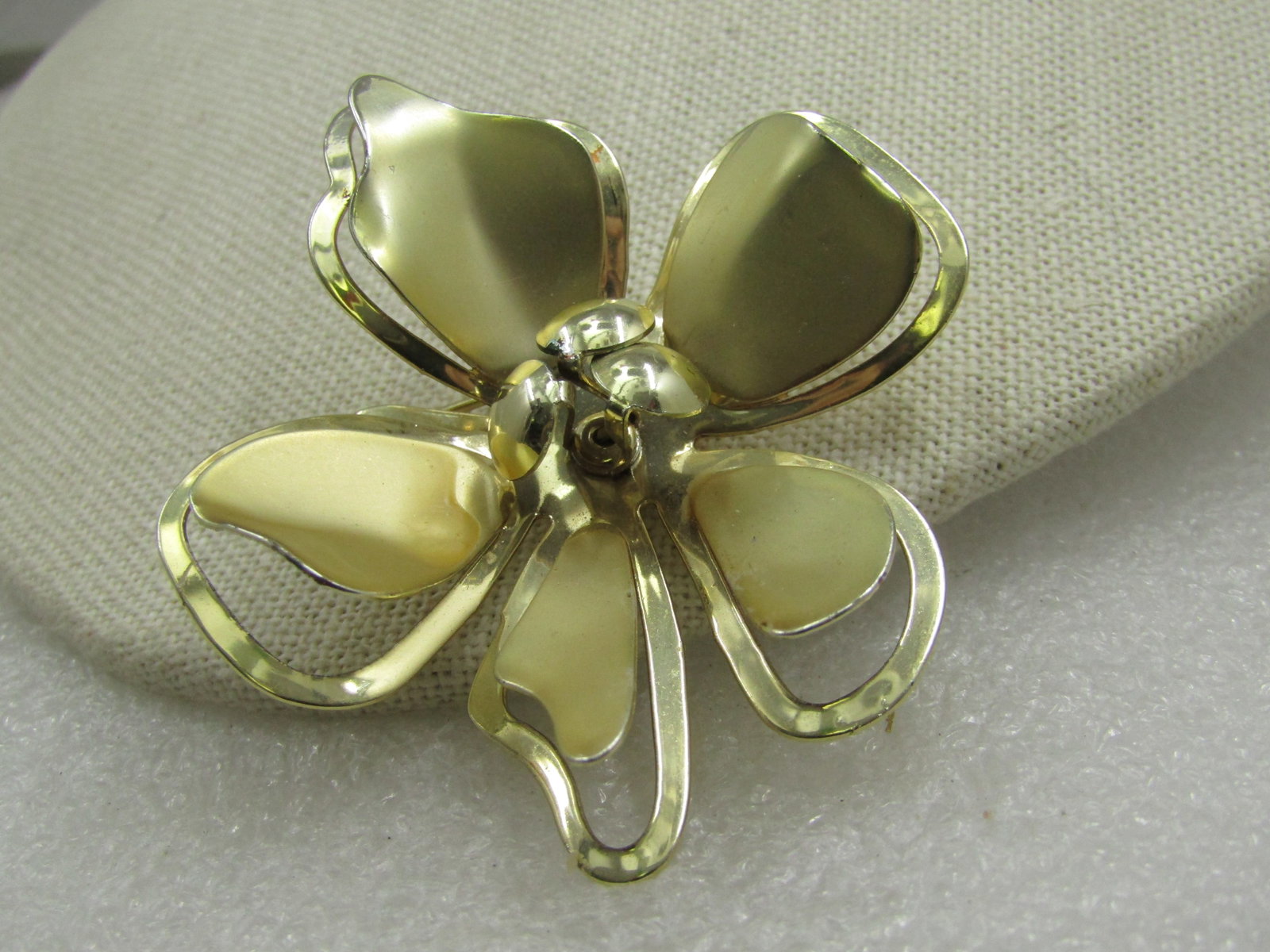 Vintage Gold Tone Tiered Bold Brooch, 2.25", 1960's - 2