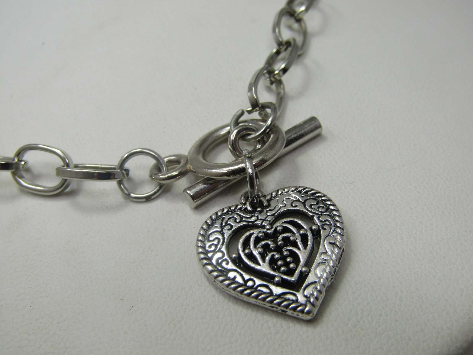 Heart Within Heart Necklace, Toggle Clasp, 18" - 2