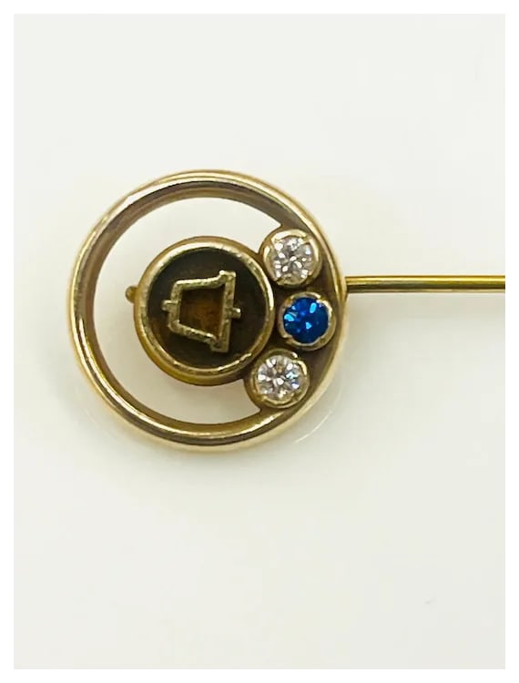 Vintage Memorial Bell 10k Gold and Diamond Stickpin - 3