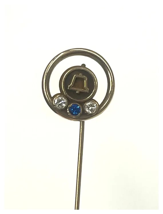 Vintage Memorial Bell 10k Gold and Diamond Stickpin - 4