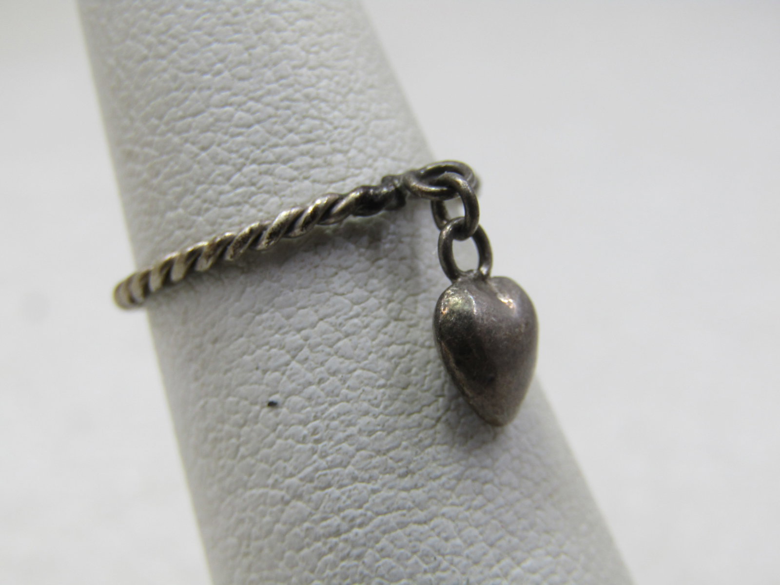 Vintage Sterling Dangling Heart Ring, Sz. 4.5 - 2