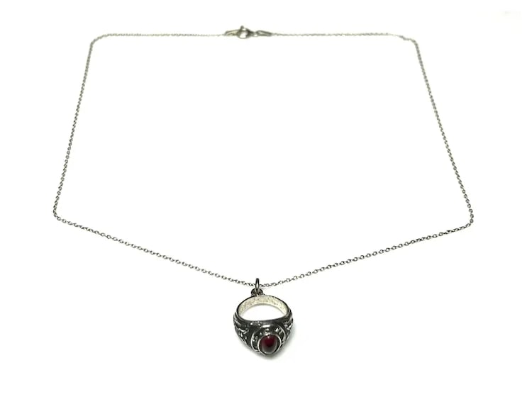 Vintage Sterling SIlver Class Ring Charm on Italian Sterling SIlver Chain - 2