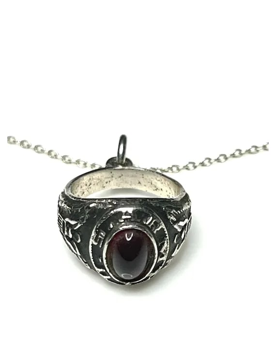 Vintage Sterling SIlver Class Ring Charm on Italian Sterling SIlver Chain - 5