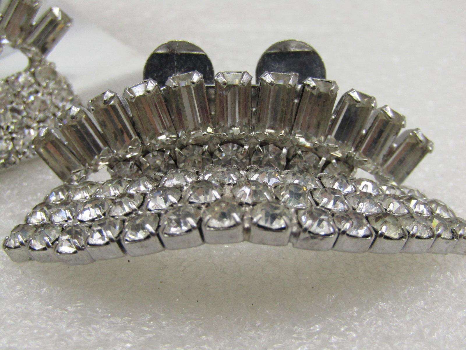 Vintage Clear Rhinestone Shoe Clips, 2.25", Baguettes/Round - 3
