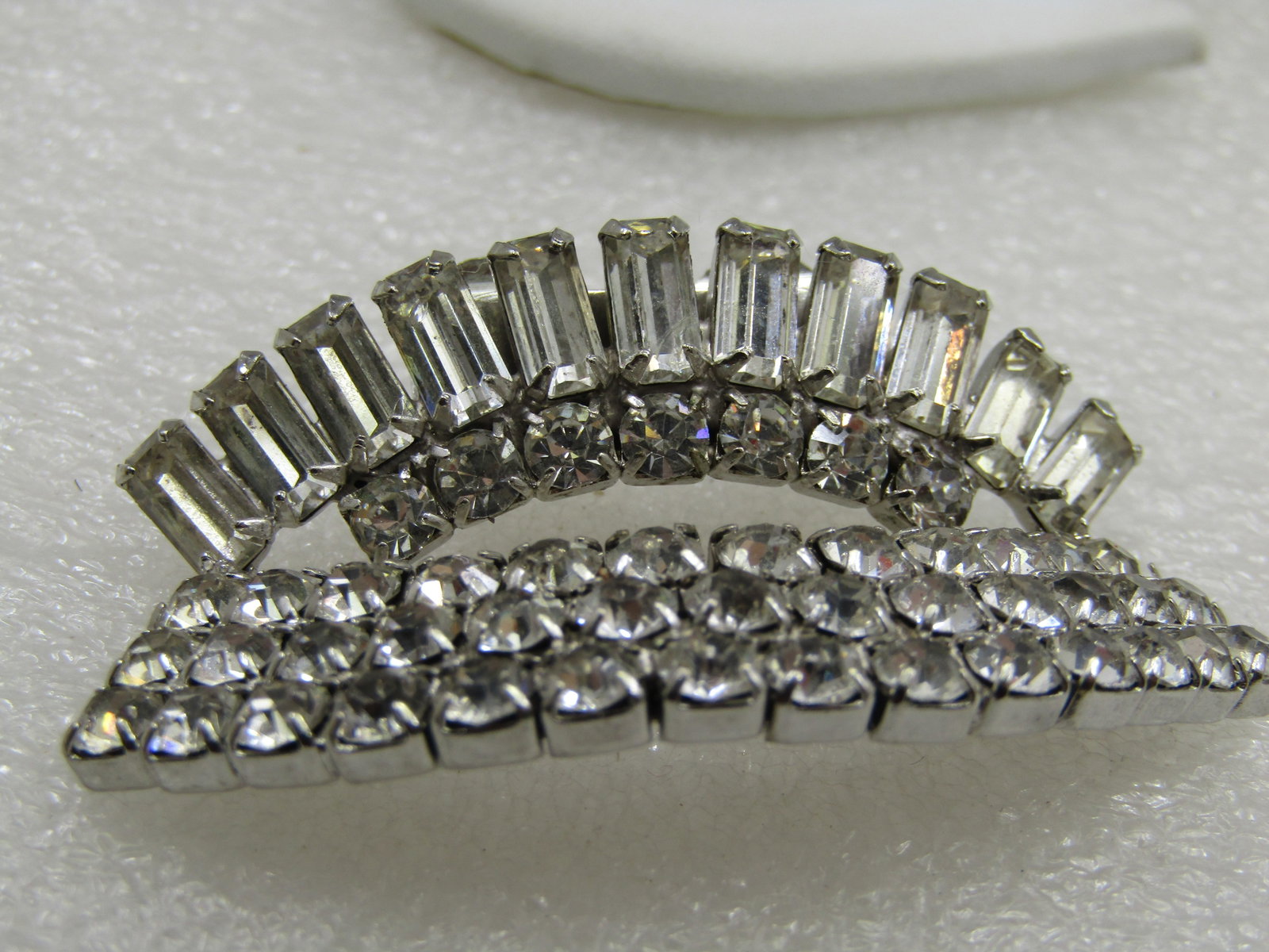 Vintage Clear Rhinestone Shoe Clips, 2.25", Baguettes/Round - 4