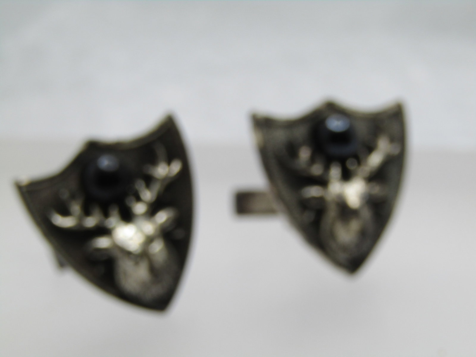 Vintage Buck/Elk Shield Cufflinks, Signed Kent, 1950's-1970's - 2
