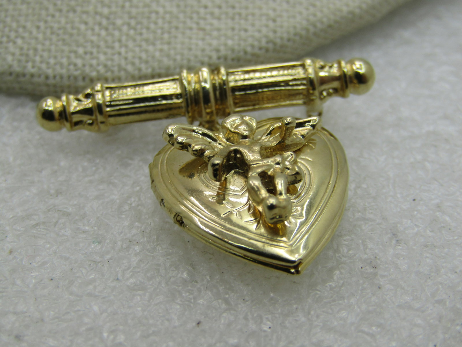 Gold tone Angel Heart Locket Brooch - 2