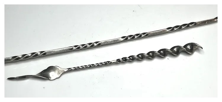 Vintage Sterling Silver Cocktail Mixer/Bar Spoon and Olive Pick - 3