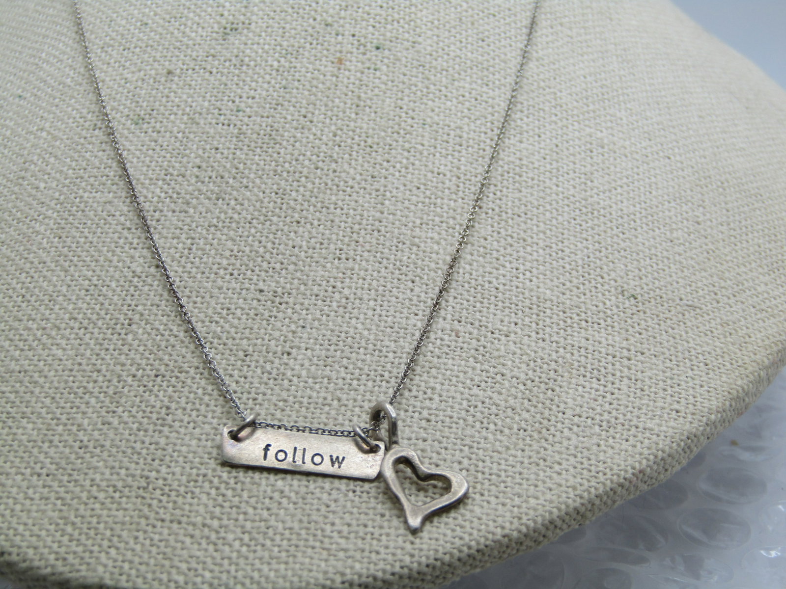 Vintage Follow Your Heart Necklace, 18", Signed B.U. - 2