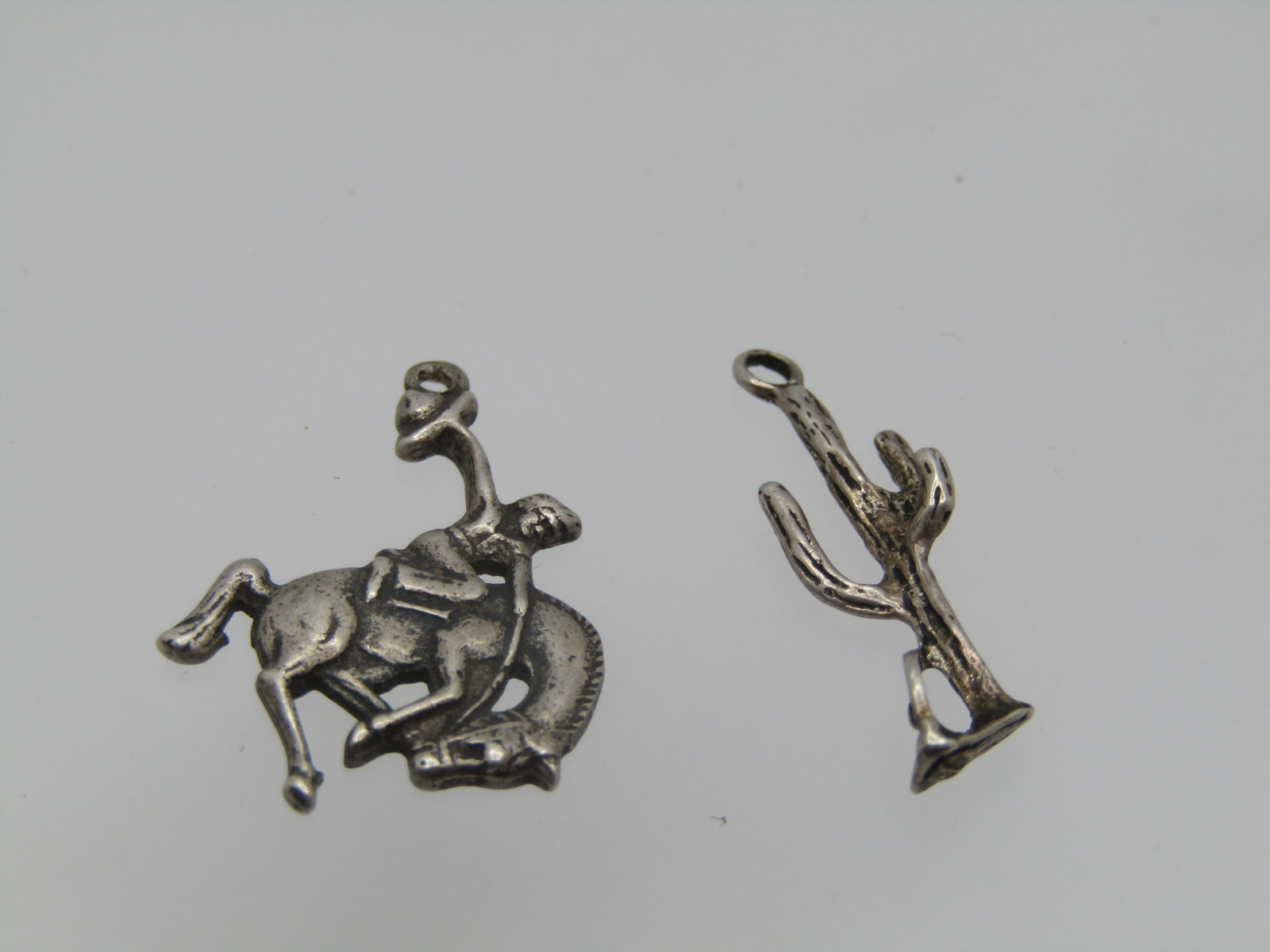 Vintage Sterling Bronco Rider and Cactus Charms/Pendants, 1960's-1980's - 3