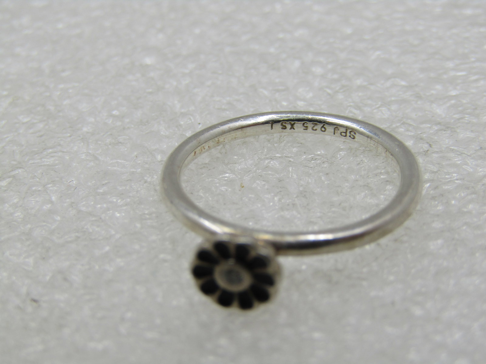 Vintage Sterling Enameled CZ Blossom Ring, Sz. 5.5, Signed - 6