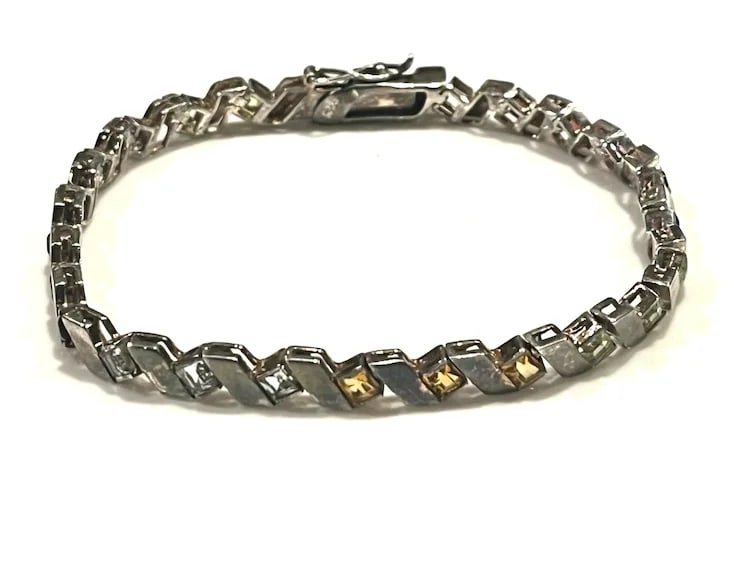 Vintage Sterling Silver Colorful Origami Bracelet - 3