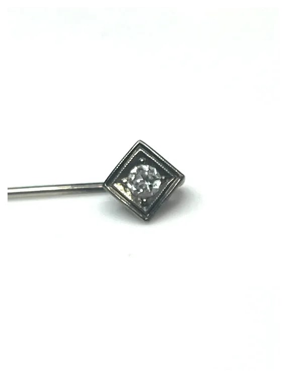 Art Deco 14k White Gold Diamond Stickpin - 3
