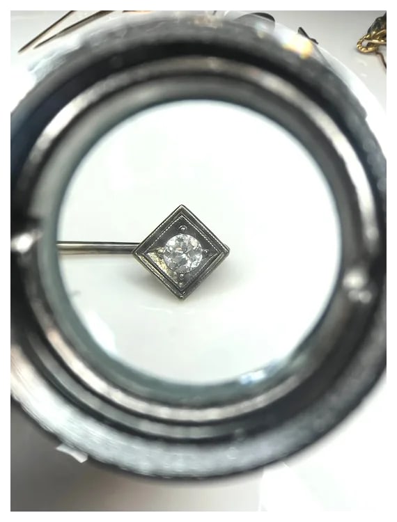 Art Deco 14k White Gold Diamond Stickpin - 4