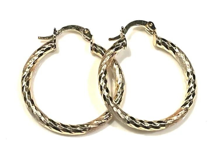 Estate Gold Plated Etched Earrings - 2