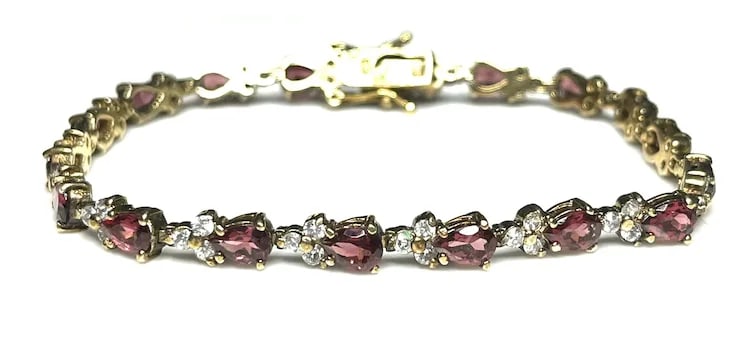 Vintage Fancy Sterling Silver Amethyst Tennis Bracelet - 2