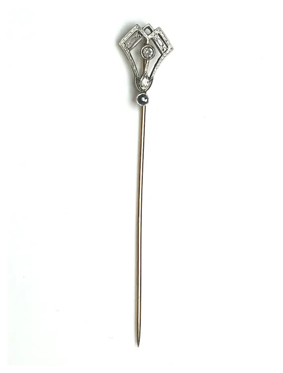 Victorian 14k Gold and Diamond Filigree Stickpin - 2