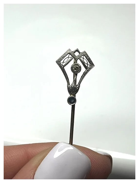 Victorian 14k Gold and Diamond Filigree Stickpin - 4
