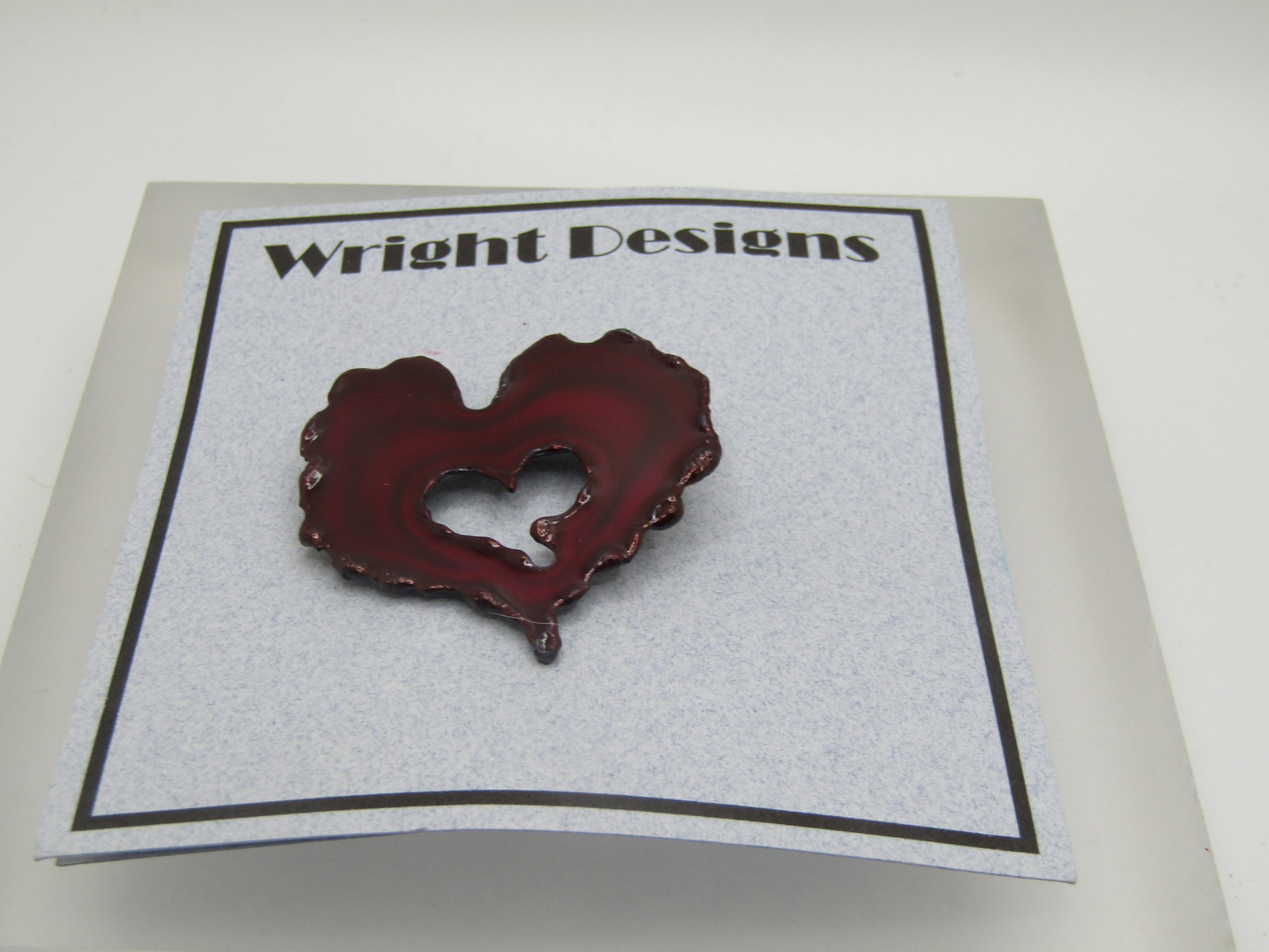 Enameled Heart Mod Brooch, Hand Made 1.5" - 6