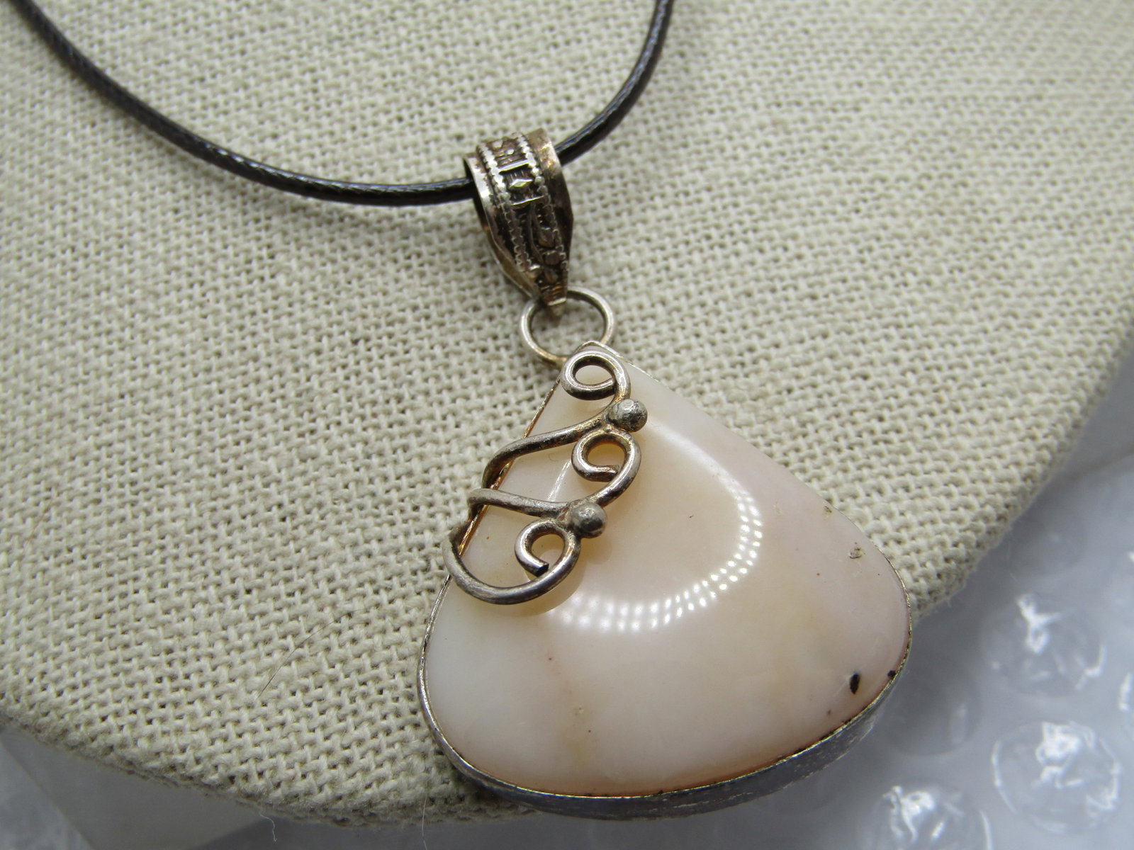 Silver Faux Agate Necklace, Bali/Southwestern, 19" - 2